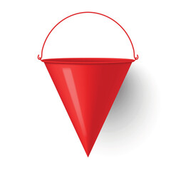 Fire bucket designed for safety and emergency response, featuring a bright red color and a sturdy handle for easy transport
