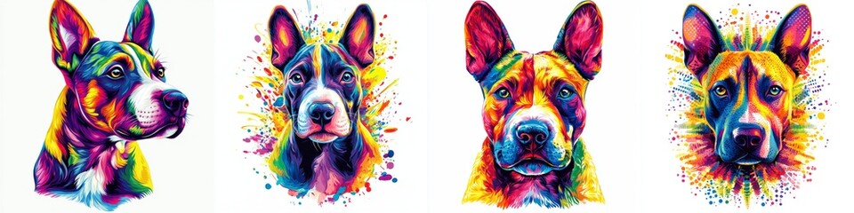 Obraz premium Pop Art Dogs Headshots in Vibrant Colors Pet Portrait Series Artistic Canine Representations