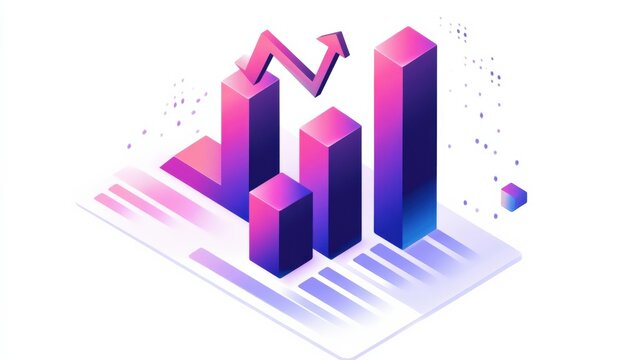 Colorful abstract graph representing growth and progress with dynamic elements in the background
