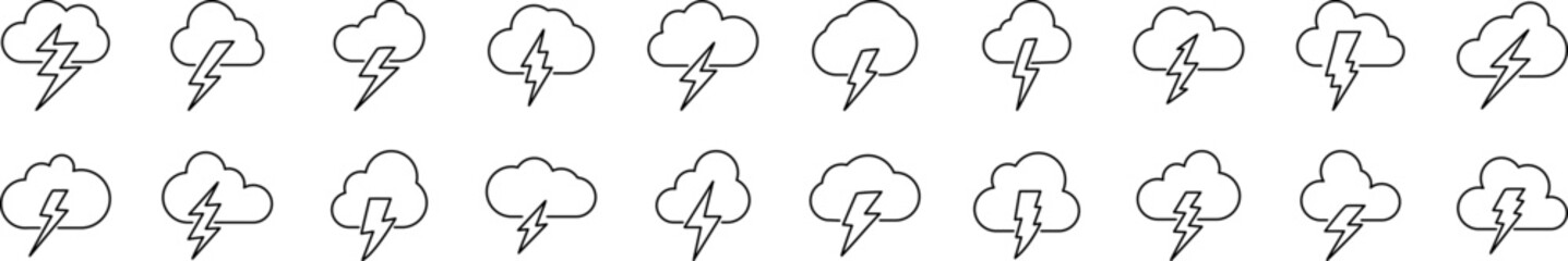 Lightning Pack of Thin Icons. Editable Stroke. Perfect for Web Sites, Books, Cards, Apps