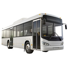 Matte white city bus isolated on transparent background.