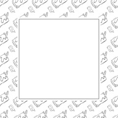 artist tool frame. doodle art supplies square frame. hand drawn artist kit background