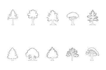 Diverse Tree Outlines - Vector Art Perfect for Forest Scenery and Graphic Design Projects