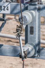 High voltage engineering devices for the electrical industry for the production of power transmission and distribution. Fuse and disconnecting switch close up