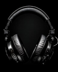 Studio Headphones on Black Background