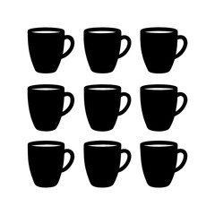 9 Set of coffee mug silhouette illustration suitable for use.