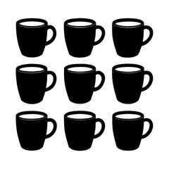 9 Set of coffee mug silhouette illustration suitable for use.