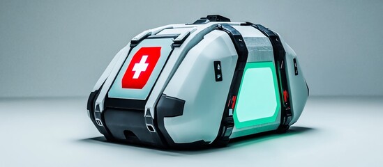 Obraz premium Futuristic medical container with illuminated panel.