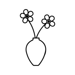 A flower in a vase line art vector illustration