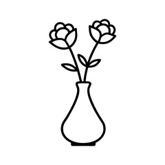 A flower in a vase line art vector illustration