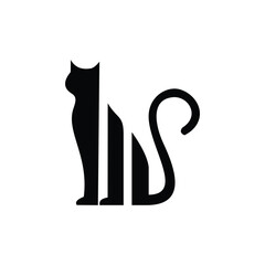 abstract black cat animal logo