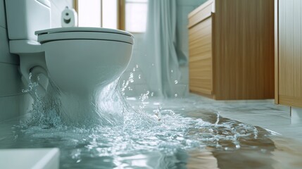 Bathroom emergency  overflowing toilet causes flooding and urgent plumbing repair needs