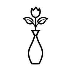 flower in vase line art illustration