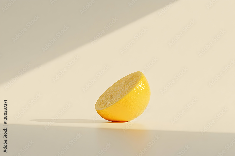 Poster a refreshing slice, capturing the zest and vitality of a lemon portion