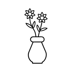 Flower in a Vase Black and White Drawing