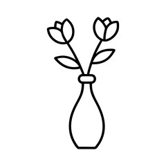 Flower in a Vase Line Art Coloring Page.
