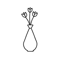 Hand-Sketched Flower in a Vase Black and White Art.
