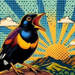구관조, 팝아트, jpeg (Hill myna, pop art, jpeg)