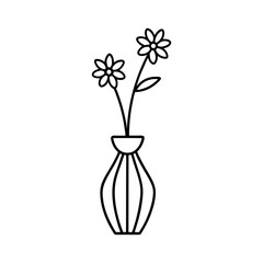  Vase with Flower Line Drawing for Coloring