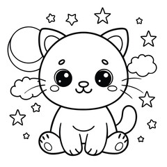cute animal coloring book page line art outline vector illustration for kids 