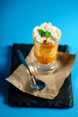 dessert with whipped cream