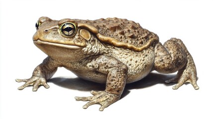 Obraz premium Detailed Close Up of a Brown Toad on White Background