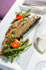 roasted trout with green beans
