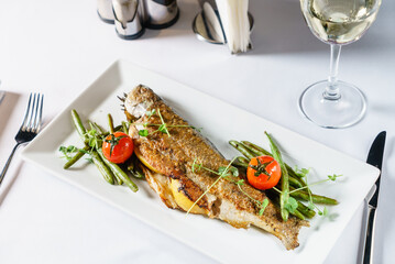 roasted trout with green beans