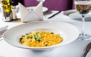 pumpkin risotto in the restaurant