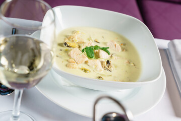 fish soup in the restaurant