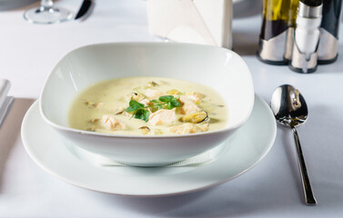 fish soup in the restaurant