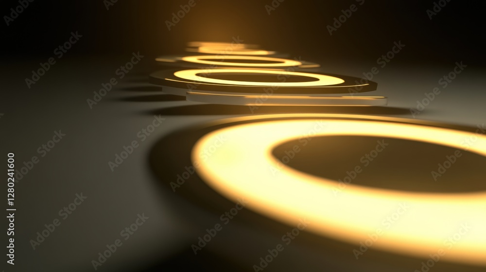 Aufkleber abstract composition of glowing circular shapes arranged in a line against a dark background