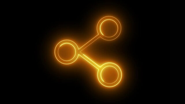 Animated share icon, Animated neon share icon isolated.