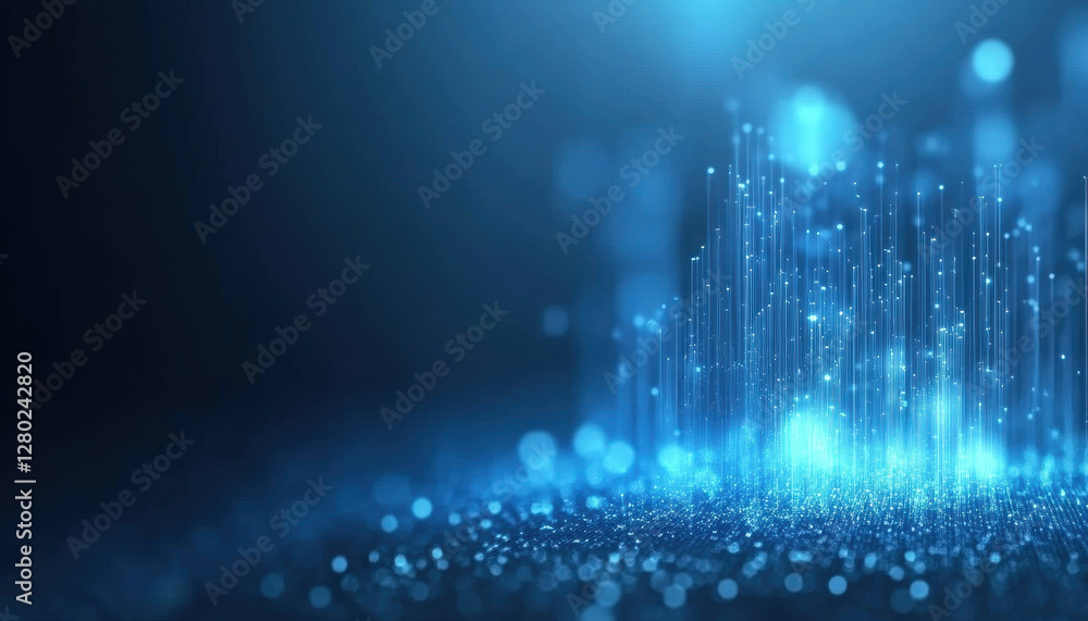 Aufkleber soft glowing blue gradient with futuristic digital elements creating serene atmosphere