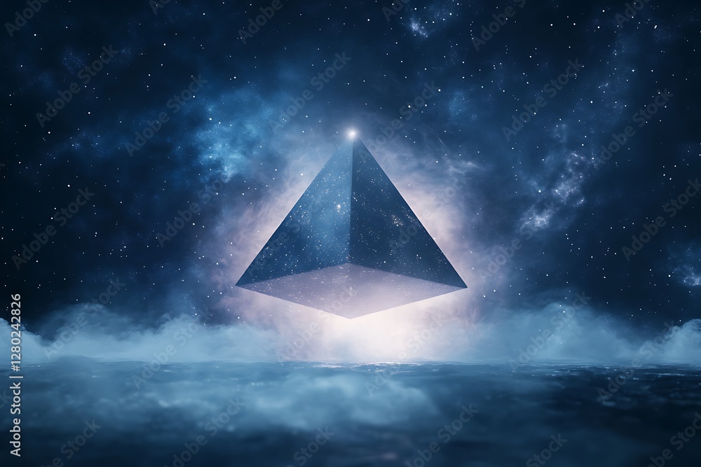 Aufkleber a stunning 3d render showcasing a levitating pyramid, suitable for conceptual and artistic projects.