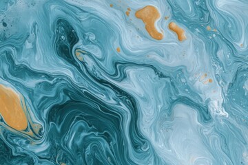 Fototapeta premium Teal Blue and Gold Abstract Fluid Painting Swirls