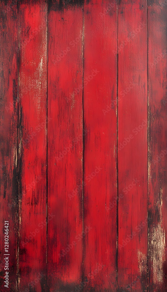 Poster red painted wooden planks create a rustic textured background image
