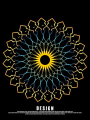 Floral emblem, circular decorative abstract lines ornament, multicolored mandala pattern. Dynamic abstract gradient circular geometric lines template for screen printing, digital, party, festival, etc