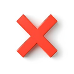 Fototapeta premium Red 3D symbol with the shape of an X over white