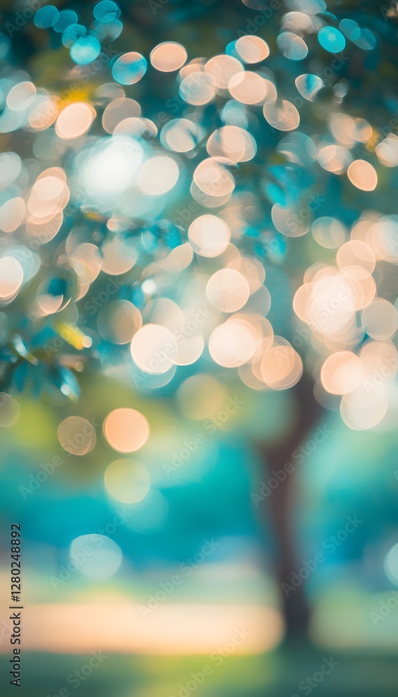 Aufkleber an abstract image of a tree with blurred bokeh lights