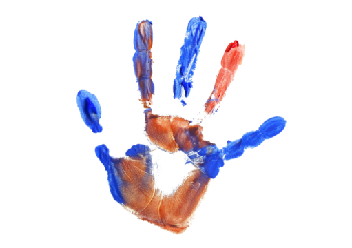 Hand print isolated on transparent or white Background