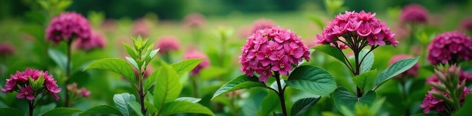 Sambucus nigra flowers in a field of green foliage, europe, sambucus