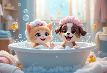 little girl playing with her dog