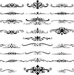 Obraz premium a collection of ornate, black, filigree line dividers, likely for graphic design 
