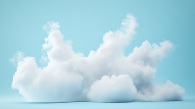 White cloud podium on a blue background with copy space for product presentation