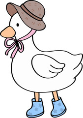 Cute cartoon characters goose with hat