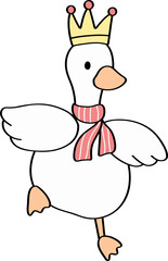 Cute cartoon characters goose with crown