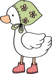 Cute cartoon characters goose with hat