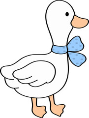 Cute cartoon characters goose with bow
