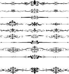 Obraz premium Ornamental Design Elements Vector Set, Silhouette Ornamental Elements Collection, Elegant Ornamental Vector Art Pack, Classic Ornament Silhouette Design, Decorative Flourish Vector Silhouettes, Vintag